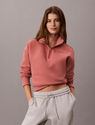 sweat-shirt en tissu éponge avec 1/4 de fermeture zippée pink pour femmes ck sport