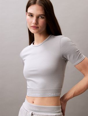 b10 grey heather cropped gym t-shirt for women ck sport