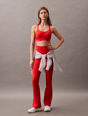 red flared gym leggings for women ck sport