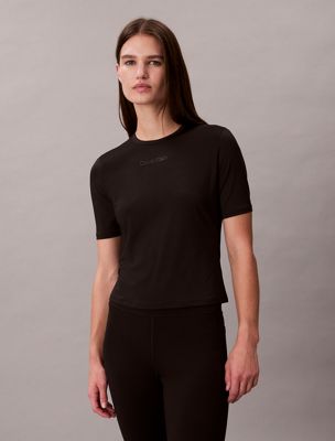 black quick-dry performance gym t-shirt for women calvin klein
