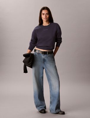 blue french terry relaxed sweatshirt for women ck sport