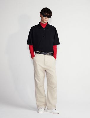 black wide leg chinos for men calvin klein