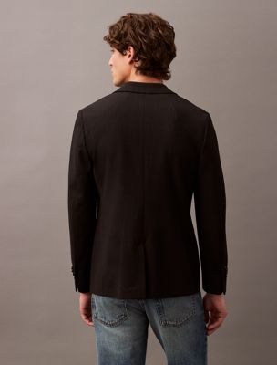 charcoal heather slim wool gabardine blazer for men calvin klein