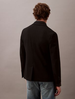 black slim wool gabardine blazer for men calvin klein