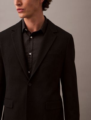 black slim wool gabardine blazer for men calvin klein