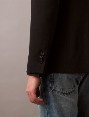 black slim wool gabardine blazer for men calvin klein