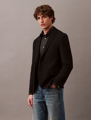 black slim wool gabardine blazer for men calvin klein