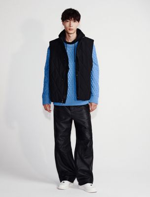 black leren chino met wijde pijpen voor heren - calvin klein