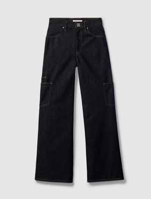 rinse high rise wide leg jeans for women calvin klein