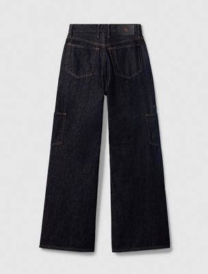 rinse high rise wide leg jeans for women calvin klein