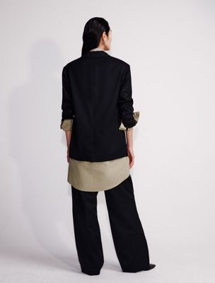 black wool blend tailored trousers for women calvin klein