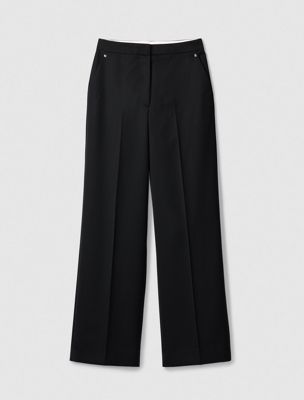 black wool blend tailored trousers for women calvin klein