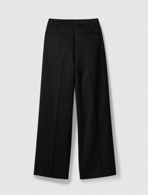 black wool blend tailored trousers for women calvin klein