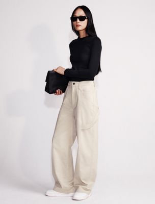 peyote wide leg cargo trousers for women calvin klein