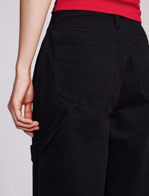 black wide leg cargo trousers for women calvin klein