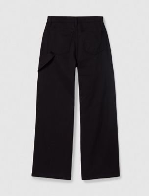 black wide leg cargo trousers for women calvin klein