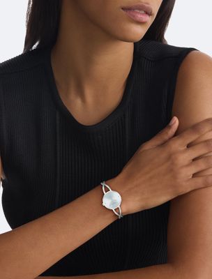 silver stainless steel bracelet watch for women calvin klein