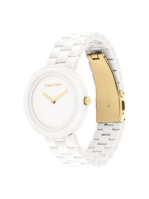 white white ceramic minimalist watch for women calvin klein