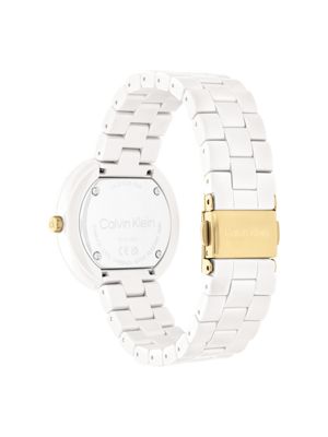 white white ceramic minimalist watch for women calvin klein