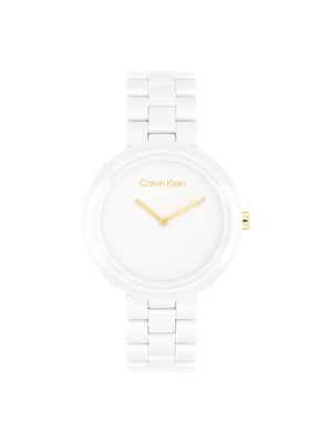 white white ceramic minimalist watch for women calvin klein