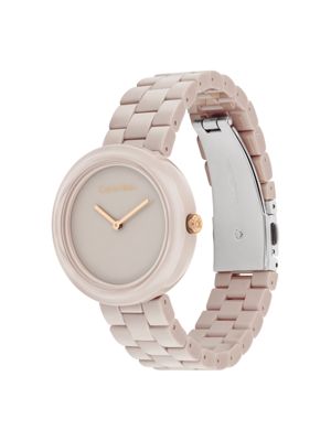 grey sand ceramic minimalist watch for women calvin klein