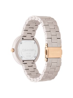 grey sand ceramic minimalist watch for women calvin klein