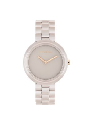 grey sand ceramic minimalist watch for women calvin klein