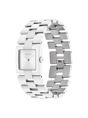 silver stainless steel square bracelet watch for women calvin klein