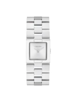 silver stainless steel square bracelet watch for women calvin klein