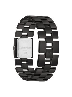 black black plated steel square watch for women calvin klein