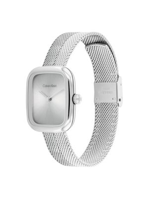 orologio con cinturino a rete squadrato silver da donne calvin klein