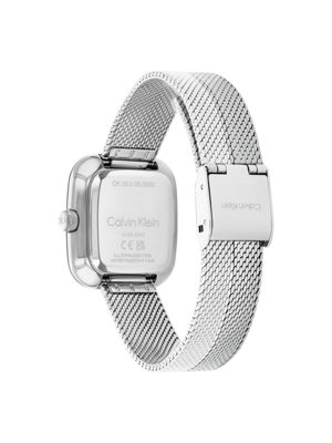orologio con cinturino a rete squadrato silver da donne calvin klein