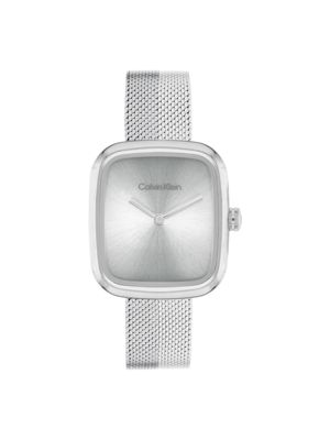 orologio con cinturino a rete squadrato silver da women calvin klein