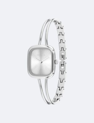 stainless steel sculpted square bracelet watch for women calvin klein