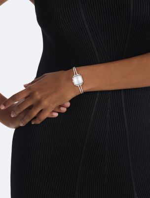 stainless steel sculpted square bracelet watch for women calvin klein