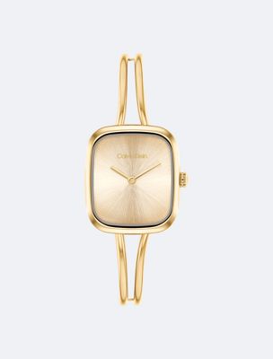 gold sculpted square bracelet watch for women calvin klein