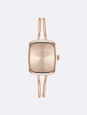 gold sculpted square bracelet watch for women calvin klein