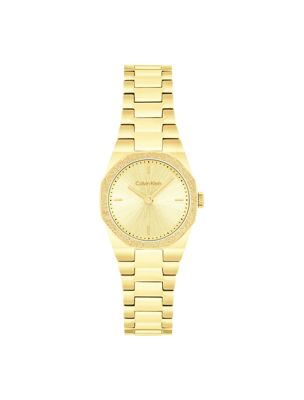 reloj de pulsera esculpida geometric gold de mujeres calvin klein