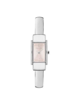 silver moderne armreif-uhr aus edelstahl für damen - calvin klein
