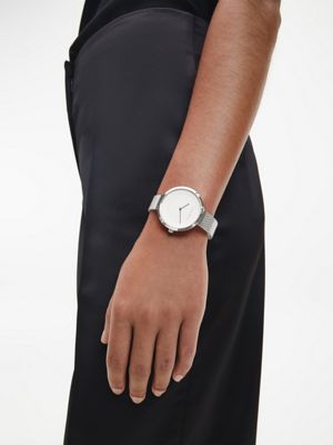 Calvin klein sale women's silver watch