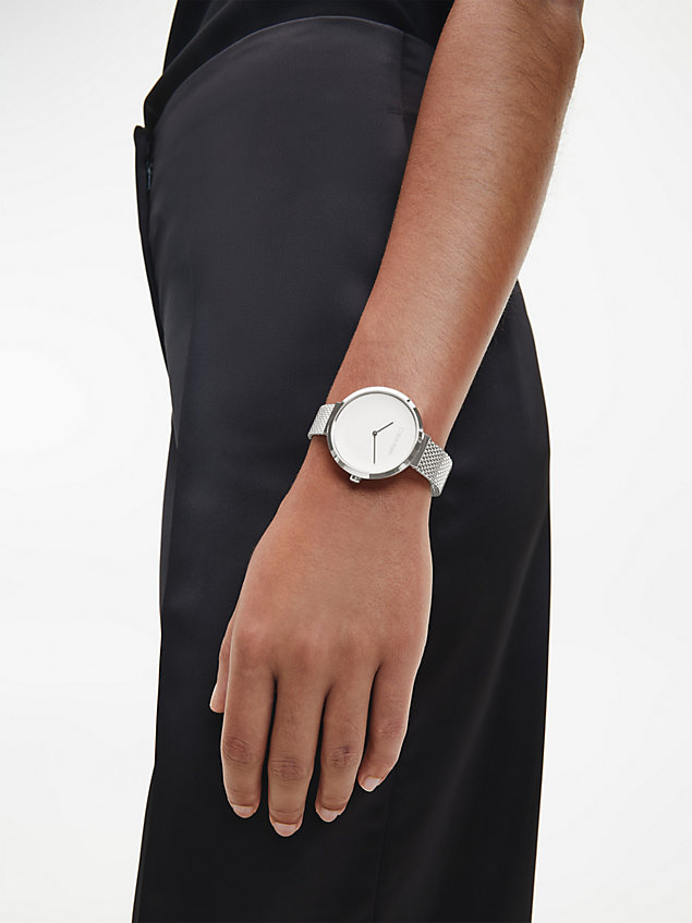 silver armbanduhr - minimalistic t bar für damen - calvin klein