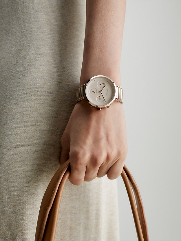 rose gold horloge - minimalistic t-bar voor dames - calvin klein