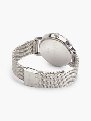 silver modern mesh bracelet watch for men calvin klein