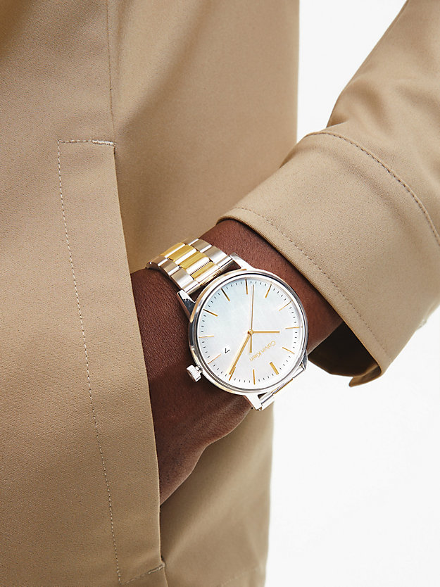 two tone watch - linked for men calvin klein