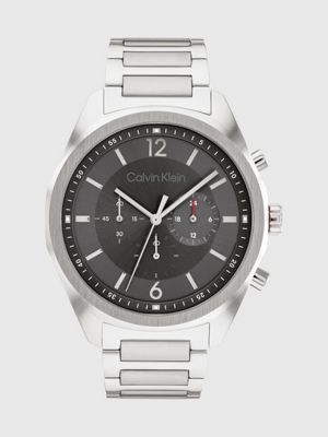 silver multifunction bracelet watch for men calvin klein