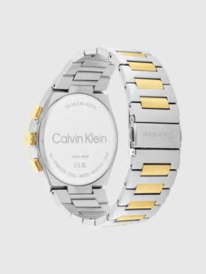 two tone multifunction h-link bracelet watch for men calvin klein