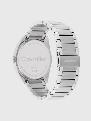 silver multifunction textured bezel watch for men calvin klein