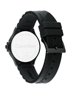 black black plated steel silicone strap watch for men calvin klein