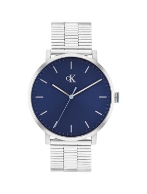 silver stainless steel bracelet watch for men calvin klein