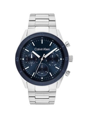 silver wielofunkcyjny zegarek ze stali nierdzewnej dla mężczyźni - calvin klein